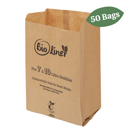 7/10L Paper Compostable Caddy Liners (Medium) - Pack of 50