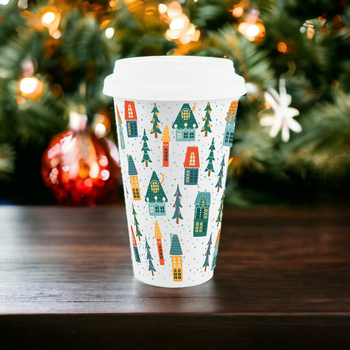 Christmas Houses Ceramic Travel Mug