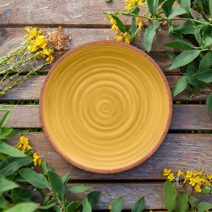 Rustic Swirl Yellow Melamine Dinner Plate