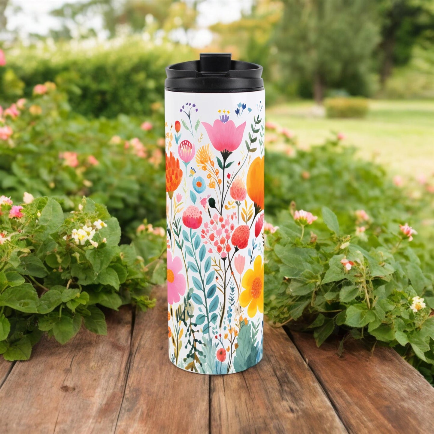 Bright Flowers Stainless Steel Flask