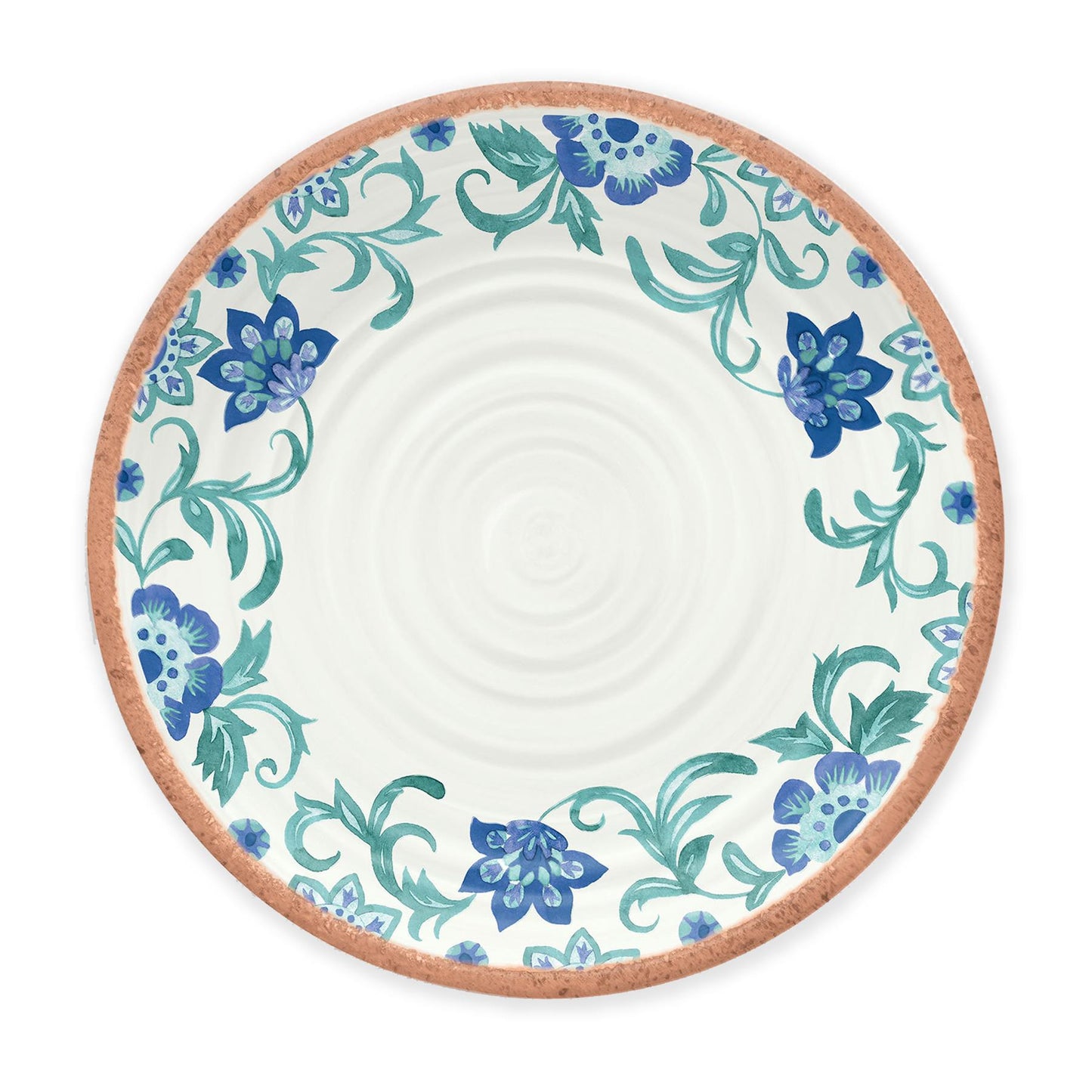 Turquoise Floral Melamine Dinner Plate