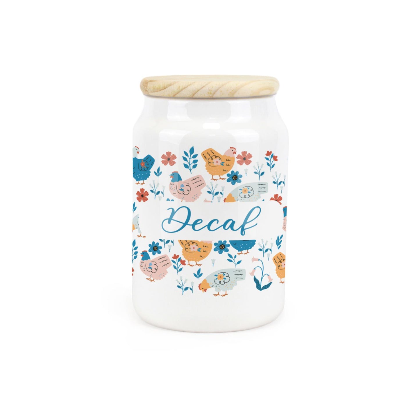 Botanical Chickens Ceramic Canister