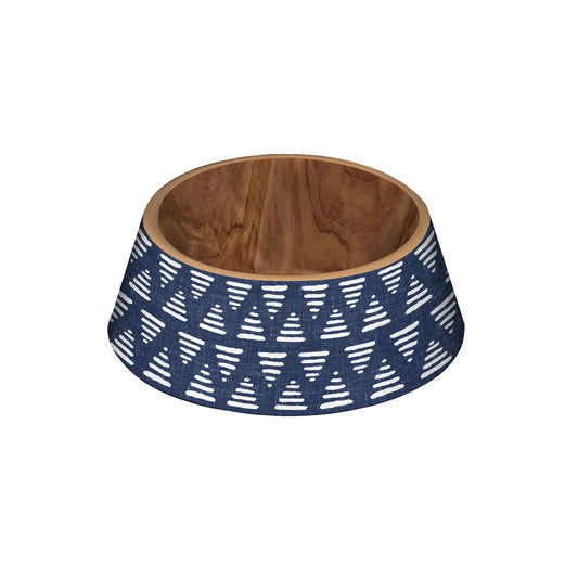 Lightweight melamine Indigo Oasis large pet bowl with blue and white pattern.