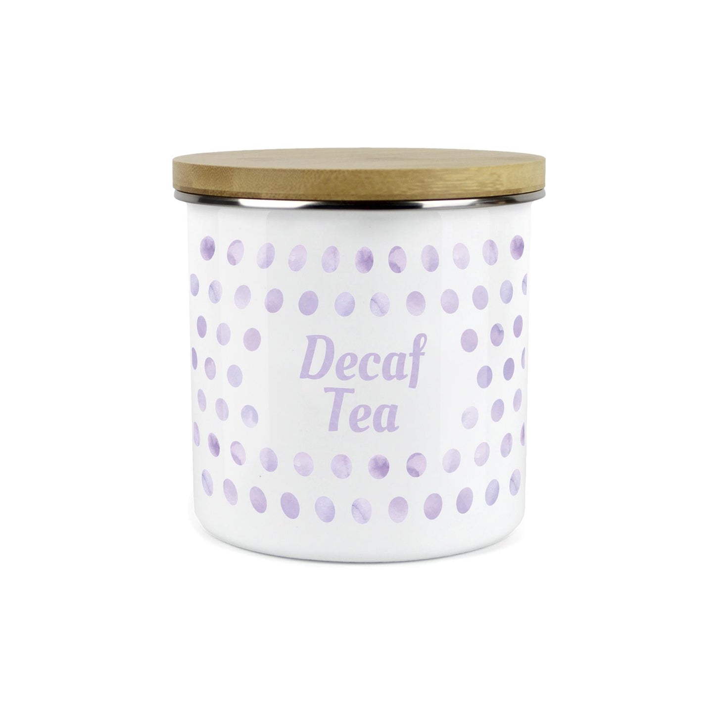 Purely Home Kitchen Polka Dot Lilac Food Storage Canister - Decaf Tea