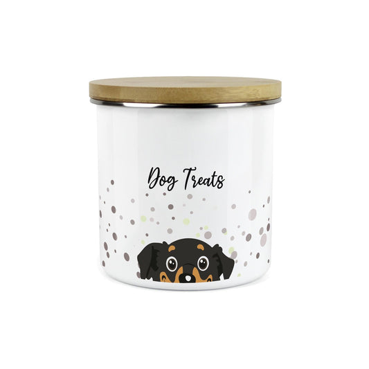Peeping Dog Treats Medium Enamel Canister
