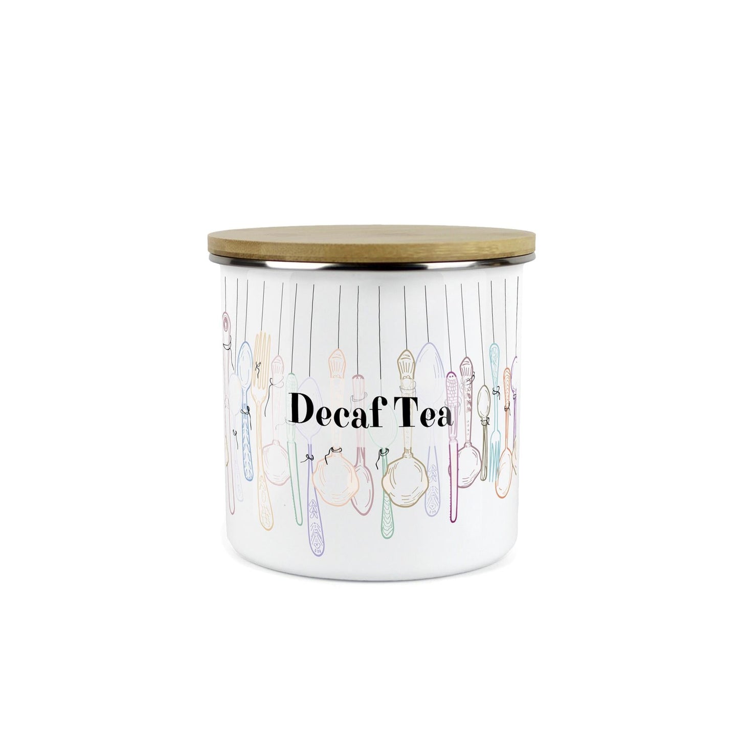 Vintage Cutlery Decaf Tea Storage Canister - Enamel Kitchen Container