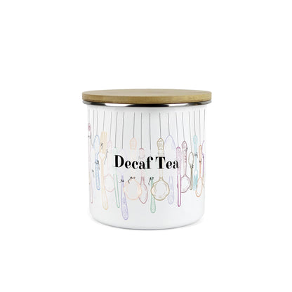 Vintage Cutlery Decaf Tea Storage Canister - Enamel Kitchen Container