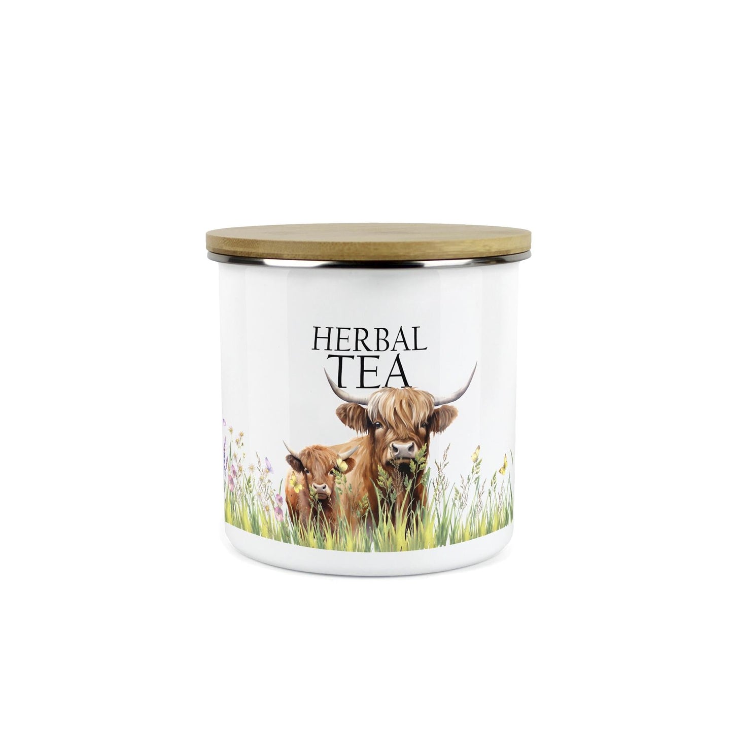 Highland Cow & Calf Kitchen Herbal Tea Storage Canister