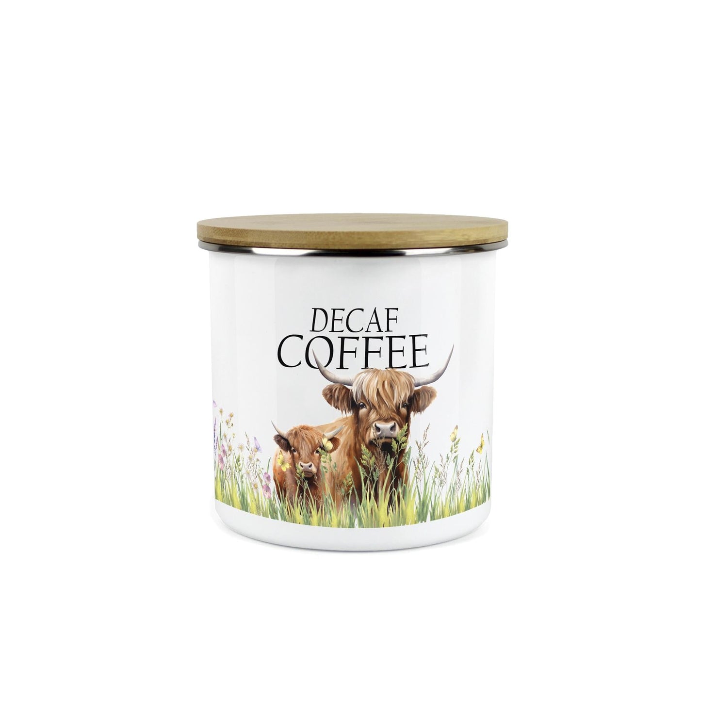 Highland Cow & Calf Kitchen Decaf Coffee Storage Canister