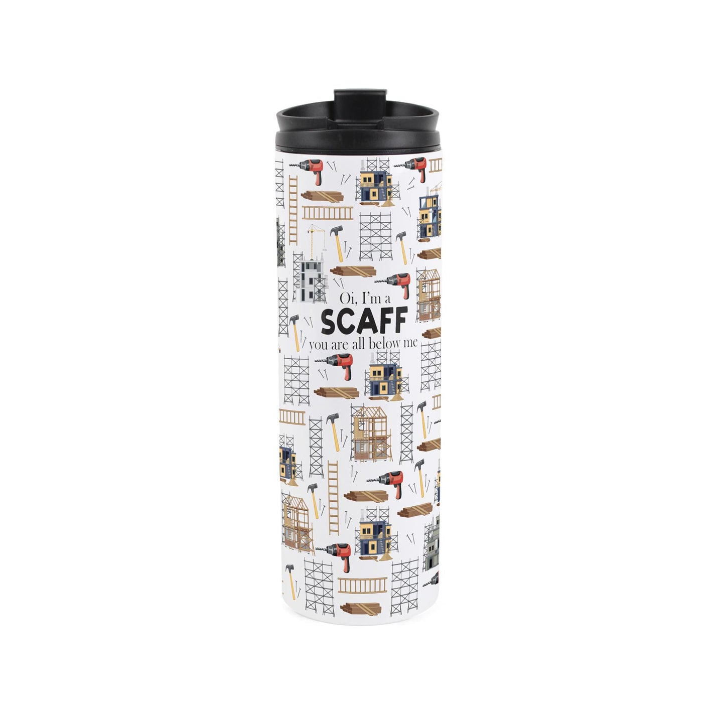 Travel mug featuring scaffolder pattern 