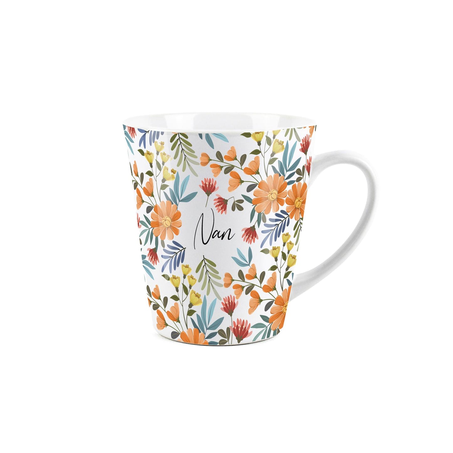 Orange Flowers Small Latte Mug