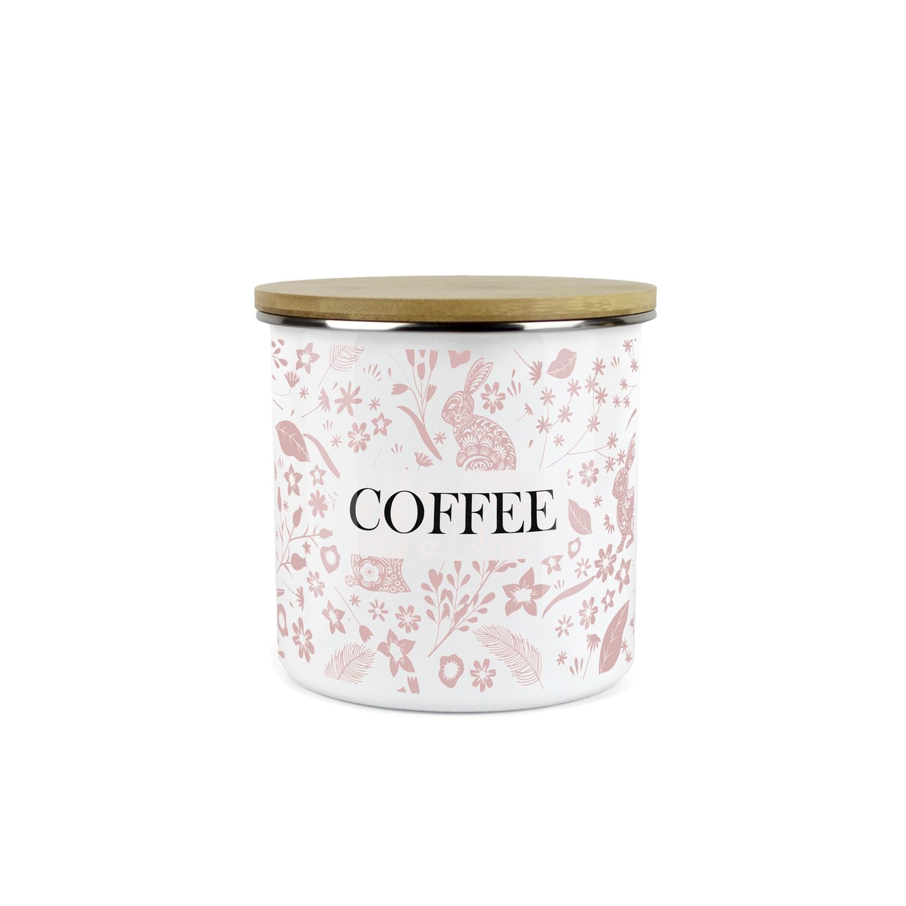 Wild Rabbits Coffee Storage Canister - Pink Enamel Food/Drink Container