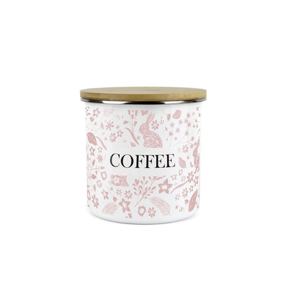 Wild Rabbits Coffee Storage Canister - Pink Enamel Food/Drink Container