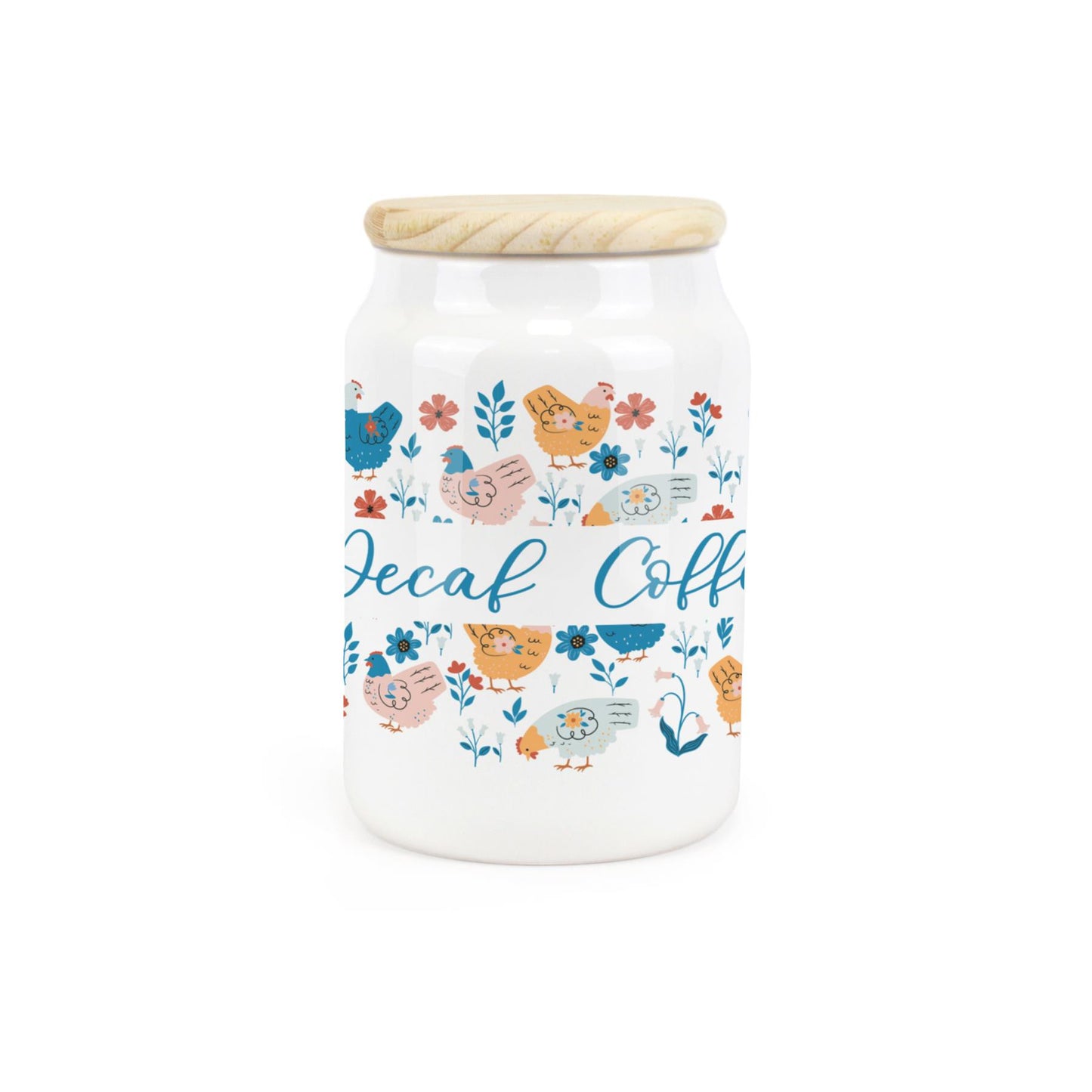 Botanical Chickens Ceramic Canister