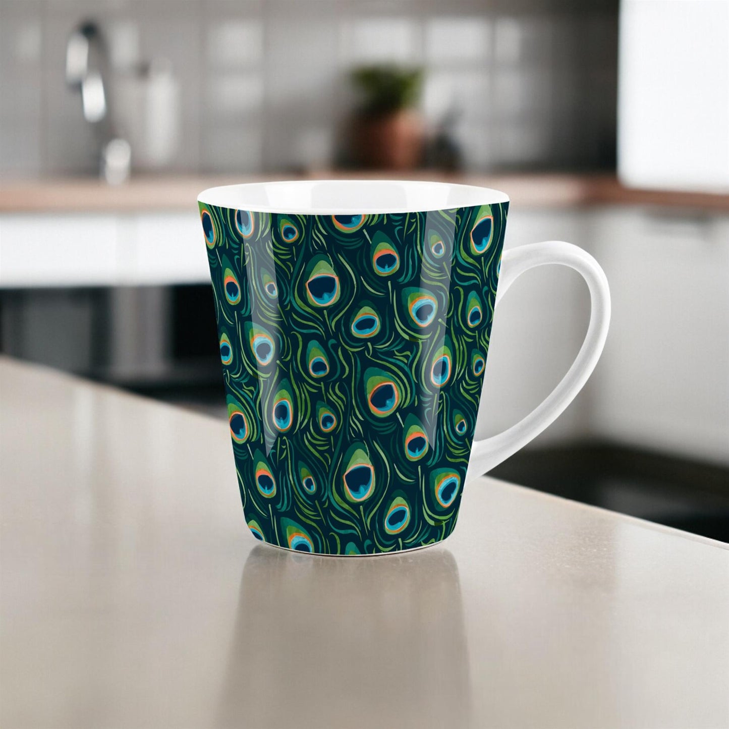 Peacock Feathers Small Latte Mug