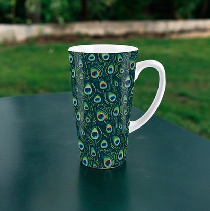 Peacock Feathers Large Latte Mug