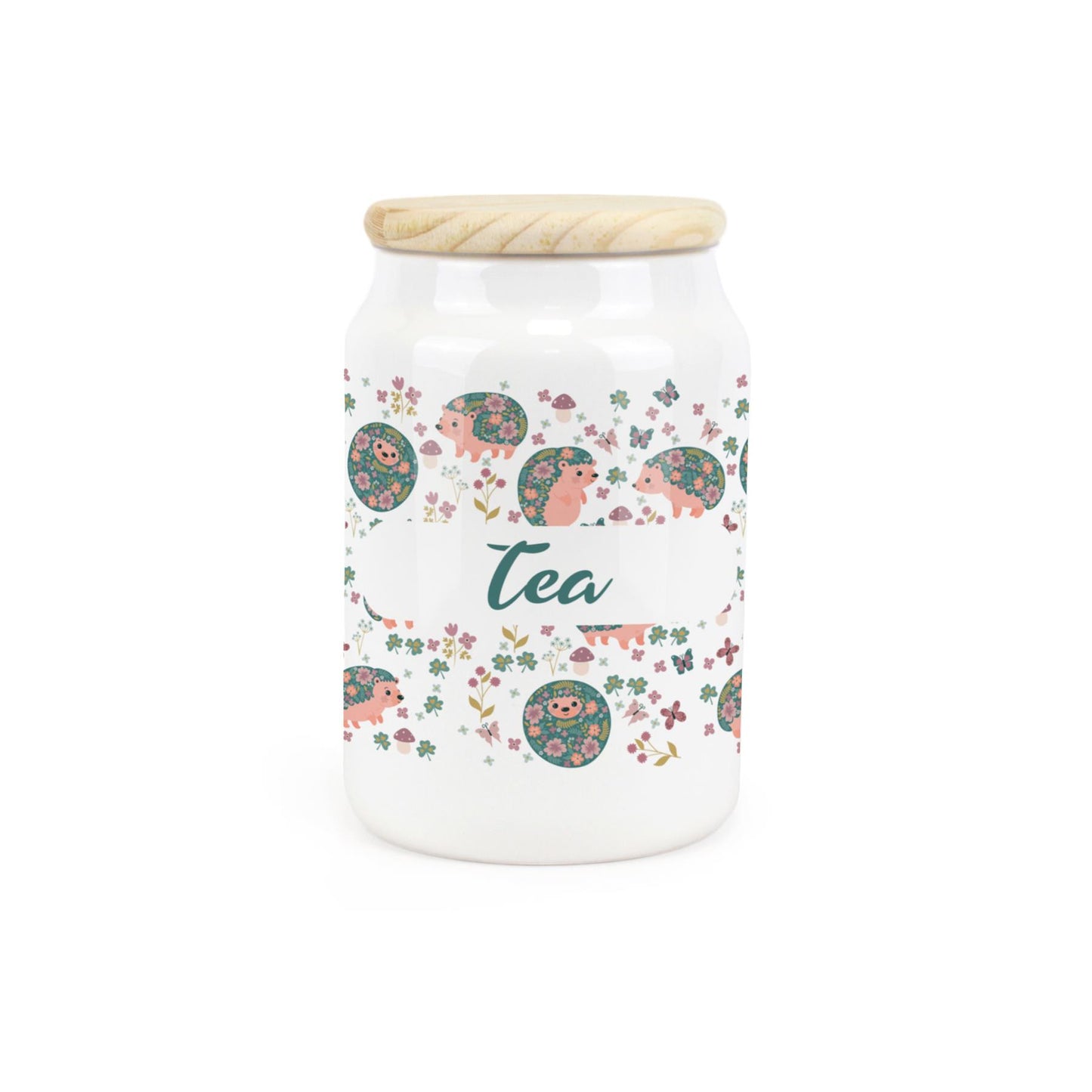 Hedgehogs & Flowers Ceramic Canister