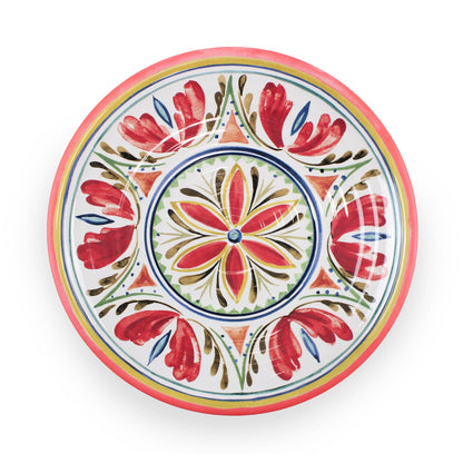 Rustic melamine dinner plates with Mediterranean patterns. Perfect for outdoor dining, break-resistant, and dishwasher-safe.