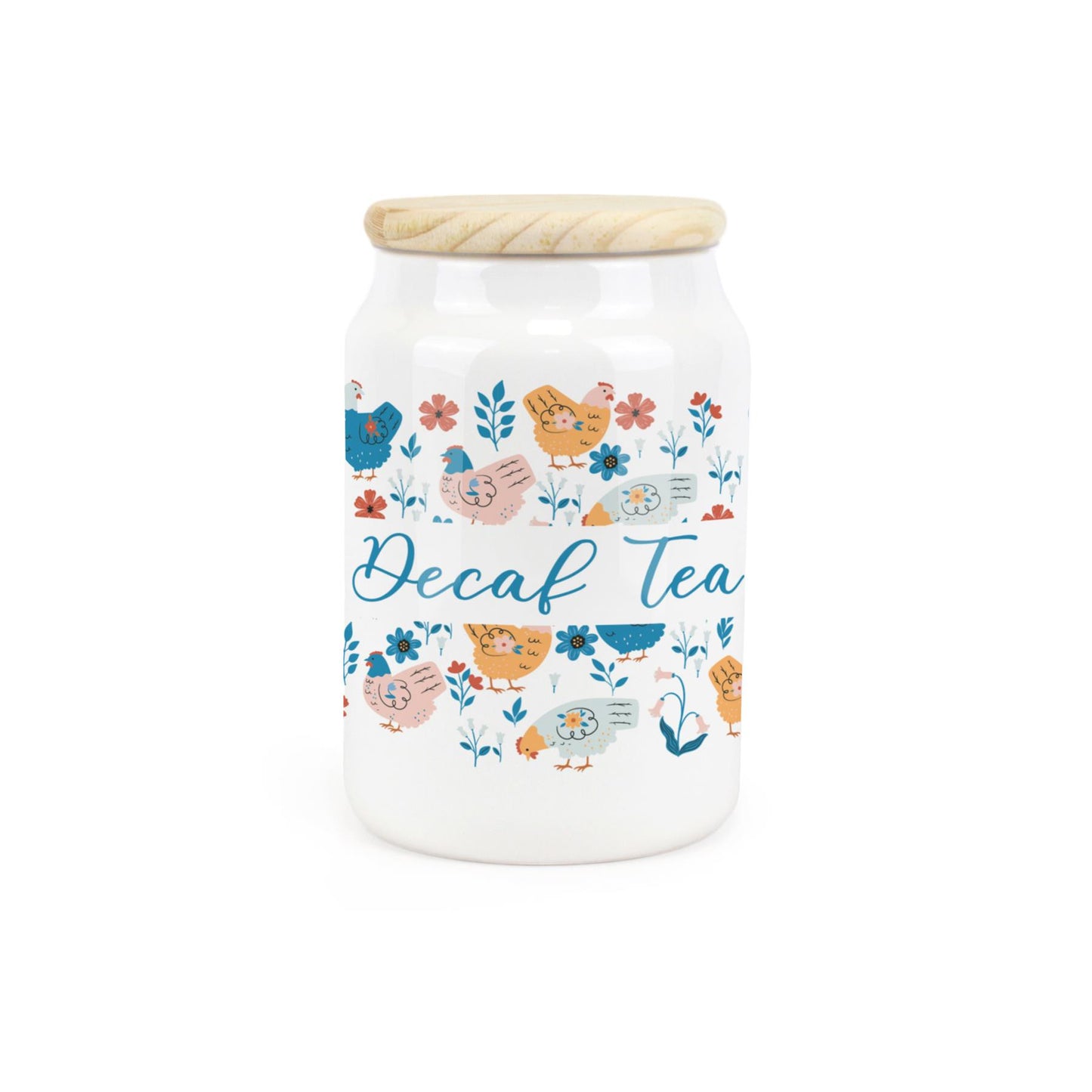 Botanical Chickens Ceramic Canister